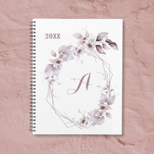 Floral Cute Watercolor Monogram Initial Calendar Planner