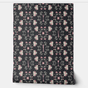 Floral Cutlery Pink Cream Charcoal Spoon Wallpaper