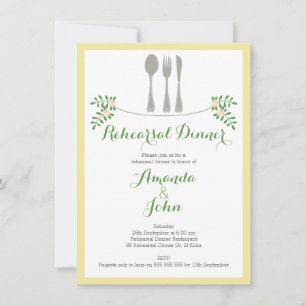 Floral Cutlery Rehearsal Dinner Invitation