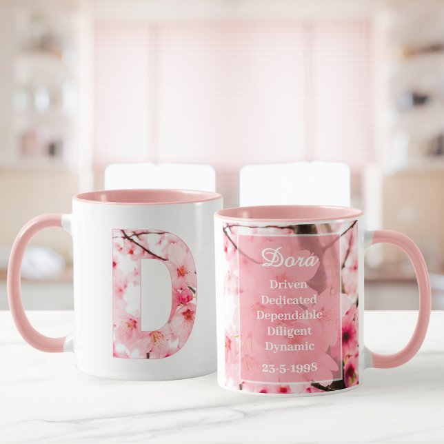 Floral D Initial Mug | Personalized Name & Traits  (Creator Uploaded)