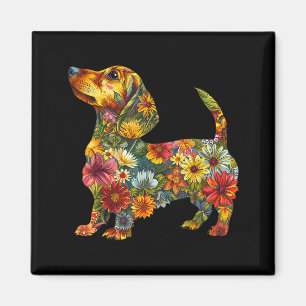 Floral Dachshund Cute Pet Dog Animal Lover Doxie M Magnet