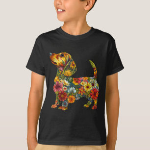 Floral Dachshund Cute Pet Dog Animal Lover Doxie M T-Shirt