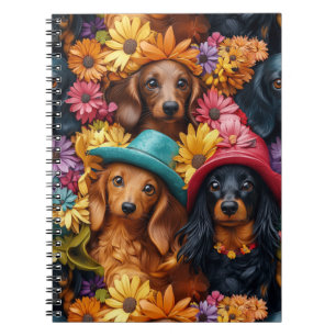 Floral Dachshund Seamless Pattern - Dog Lovers Notebook