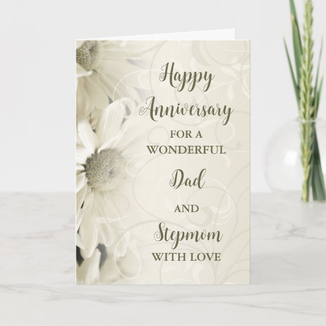 Floral Dad & Stepmom Anniversary Card (Front)