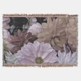 Floral Dahlia Garden Flowers Throw Blanket