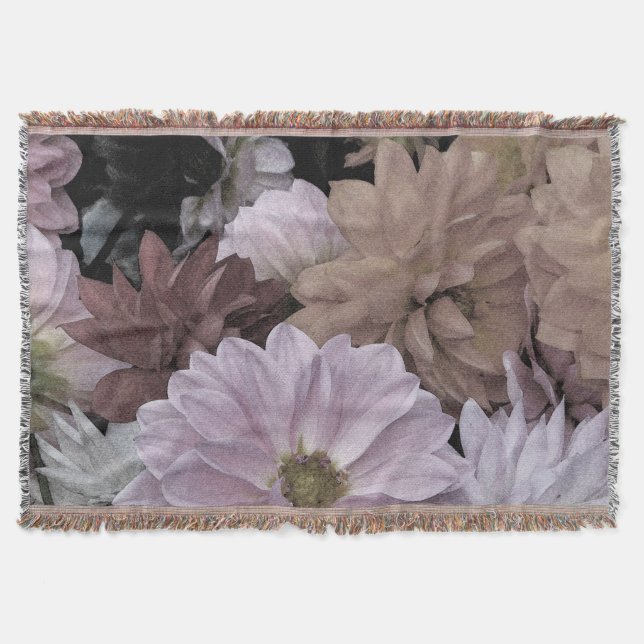 Floral Dahlia Garden Flowers Throw Blanket (Front)
