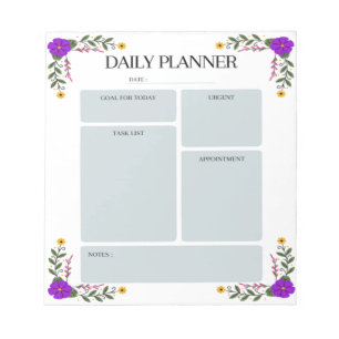 Floral Daily Planner Notepad