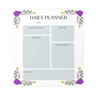 Floral Daily Planner Notepad