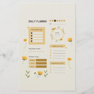 Floral Daily Planner with Sunflowers & Daisies Stationery