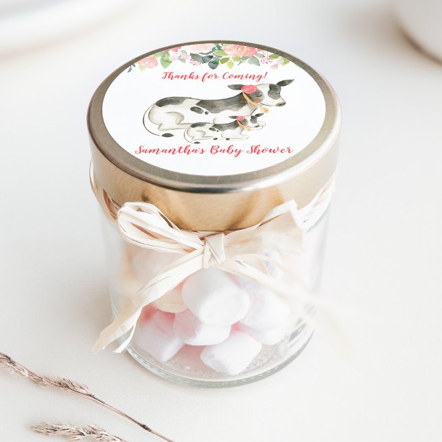 Floral Dairy Cow Custom Favour Sticker (Creator Uploaded)