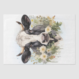 Floral Dairy Cow Holstein Friesian Watercolor Tissue Paper