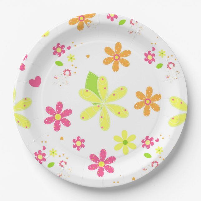 Floral Daisies Paper Plate (Front)