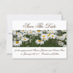 Floral daisies save the date invitation