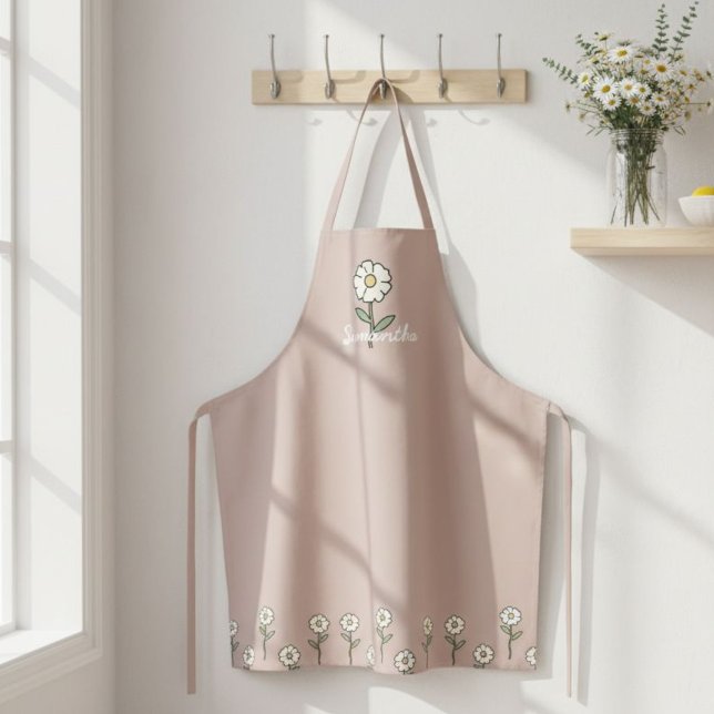 Floral Daisy Apron - Solid Color Botanical Kitchen (Creator Uploaded)