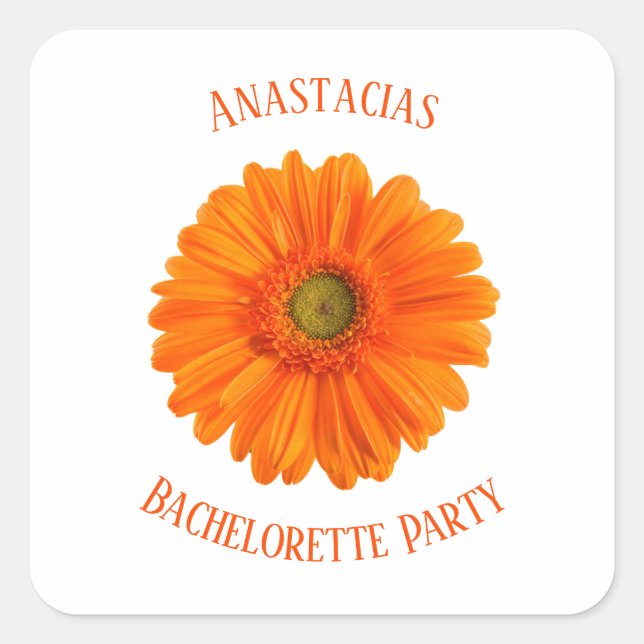Floral Daisy Bachelorette Party personalised Square Sticker (Front)