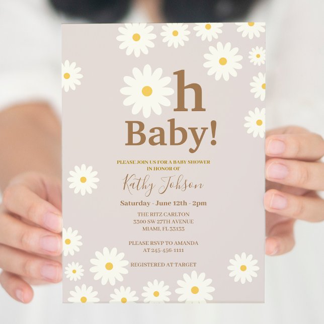 Floral Daisy Bohemian Baby Shower  Invitation (Creator Uploaded)
