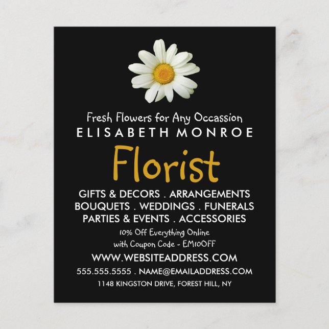 Floral Daisy, Floristry Advertising Flyer (Front)