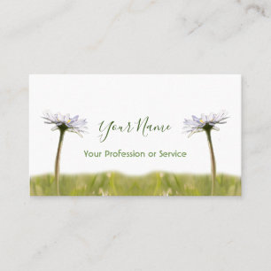 Floral Daisy flowers on green and white! Business Card