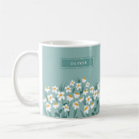 Floral daisy modern personalised cute elegant blue