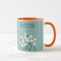 Floral daisy modern personalised cute elegant blue