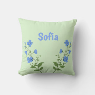 Floral daisy modern personalized cute elegant blue cushion