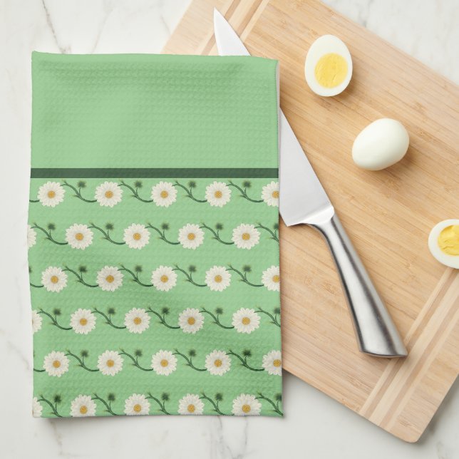 Floral Daisy Pattern Home Decor Tea Towel (Quarter Fold)