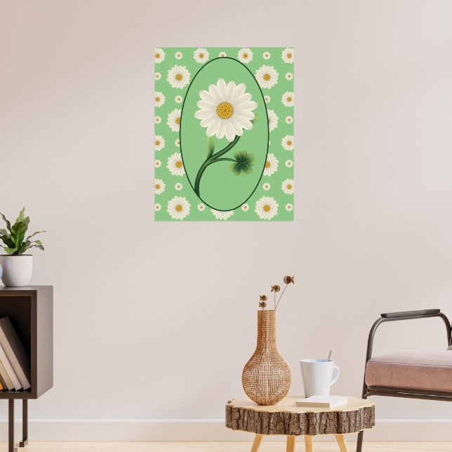 Floral Daisy Pattern Poster (Living Room 3)