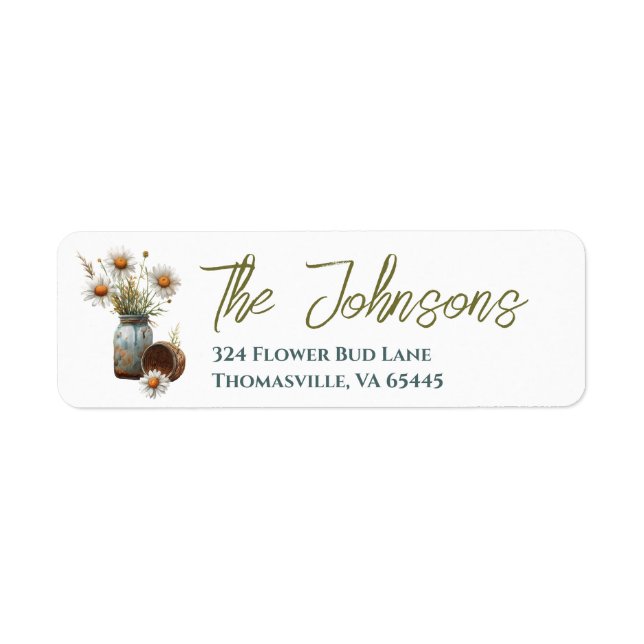 Floral Daisy Personalised Return Address Labels (Front)