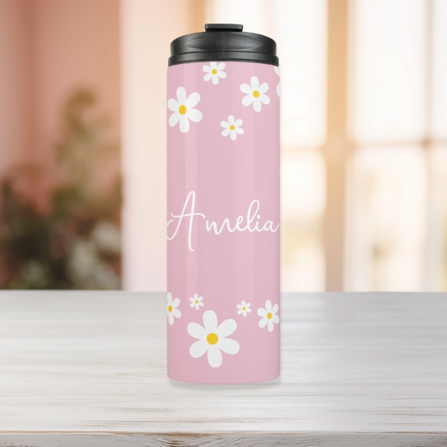 Floral Daisy Pink Personalised Thermal Tumbler (Creator Uploaded)