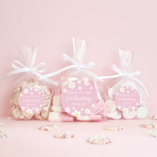 Floral Daisy Pink Thank You Stickers
