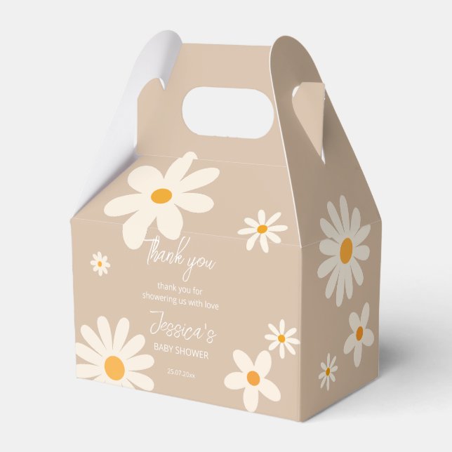 Floral daisy retro desert baby shower boho favour box (Front Side)