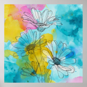Floral Daisy Semi-Gloss Poster Wall Art