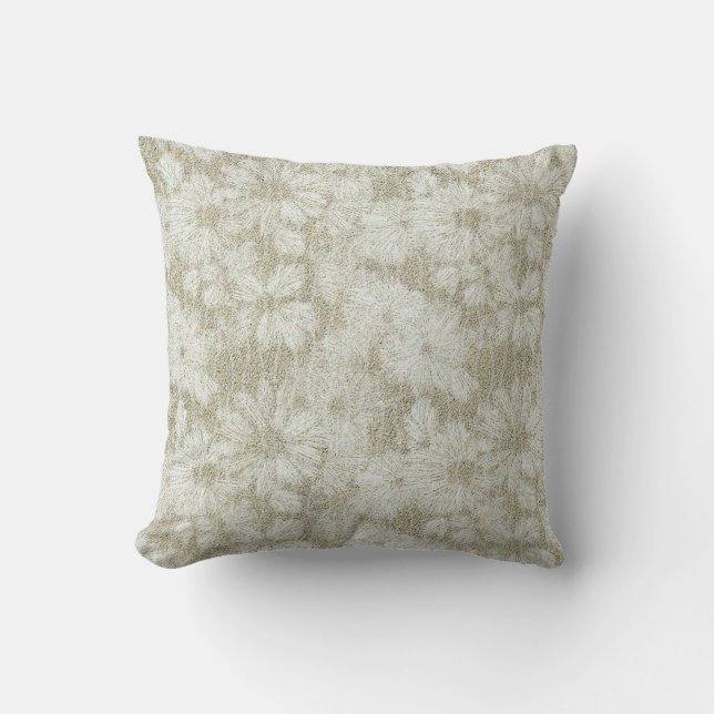 Floral Daisy Velvety Cream Texture Cushion (Front)