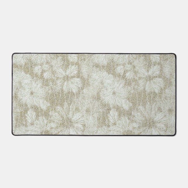Floral Daisy Velvety Cream Texture Desk Mat (Front)