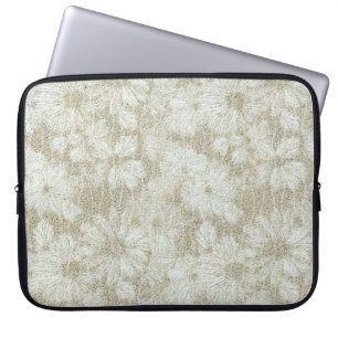 Floral Daisy Velvety Cream Texture Laptop Sleeve