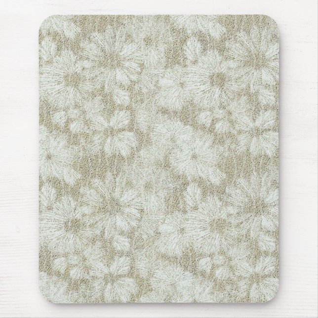 Floral Daisy Velvety Cream Texture Mouse Mat (Front)
