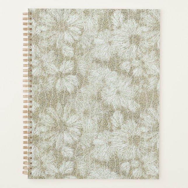 Floral Daisy Velvety Cream Texture Planner (Front)
