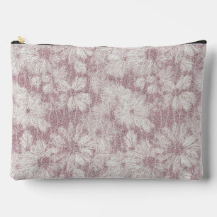 Floral Daisy Velvety Dusty Pink Accessory Pouch