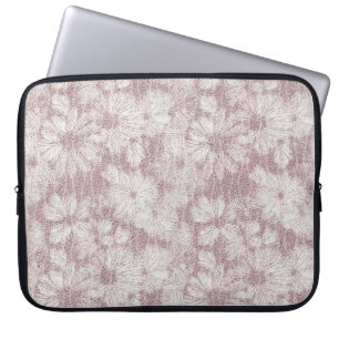 Floral Daisy Velvety Dusty Pink Laptop Sleeve