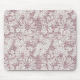 Floral Daisy Velvety Dusty Pink Mouse Mat