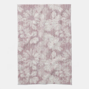 Floral Daisy Velvety Dusty Pink Tea Towel