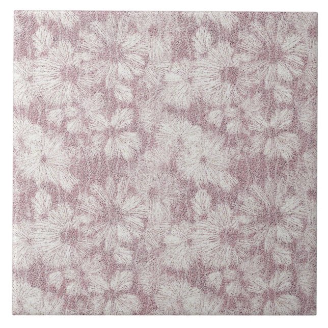 Floral Daisy Velvety Dusty Pink Tile (Front)