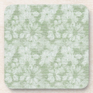 Floral Daisy Velvety LIme Green Coaster
