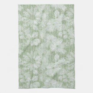 Floral Daisy Velvety LIme Green Tea Towel
