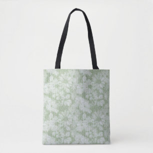 Floral Daisy Velvety LIme Green Tote Bag