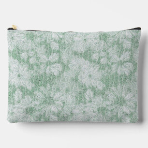 Floral Daisy Velvety Mint Green  Accessory Pouch