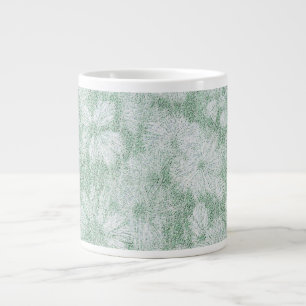 Floral Daisy Velvety Mint Green  Large Coffee Mug