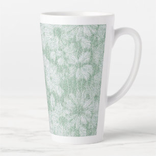 Floral Daisy Velvety Mint Green Latte Mug