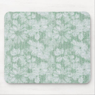 Floral Daisy Velvety Mint Green Mouse Mat