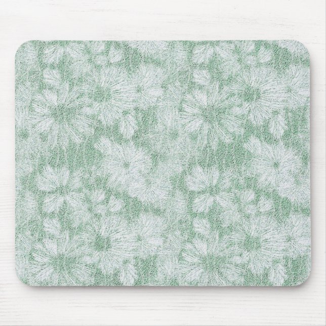 Floral Daisy Velvety Mint Green  Mouse Mat (Front)